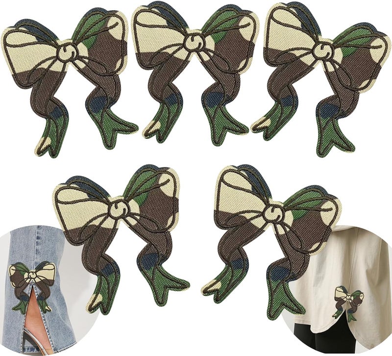 CY Iron On Patches Glitter 5Pcs Sweatshirt Side Bow Embroidered Patch Cute Sequin Applique Sew On Fabric Patches Shiny DIY Decorative Accessories Lovely for Girls Women Clothes Backpacks Jackets - Image 1